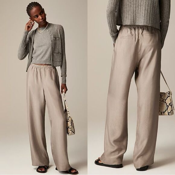 NWT J CREW PETITE Petite Stratus pant in textured satin in Spring Rain - Picture 1 of 8